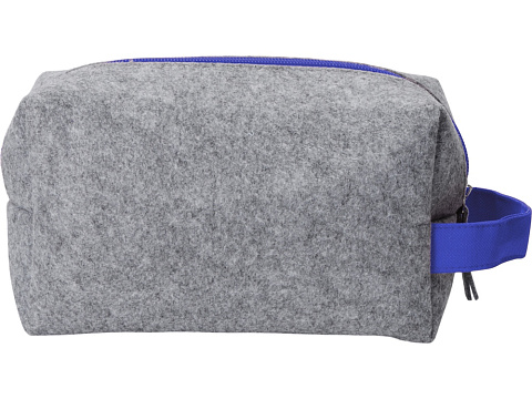 Косметичка из РПЕТ фетра с ручкой Felt, серый с синим - рис 4.