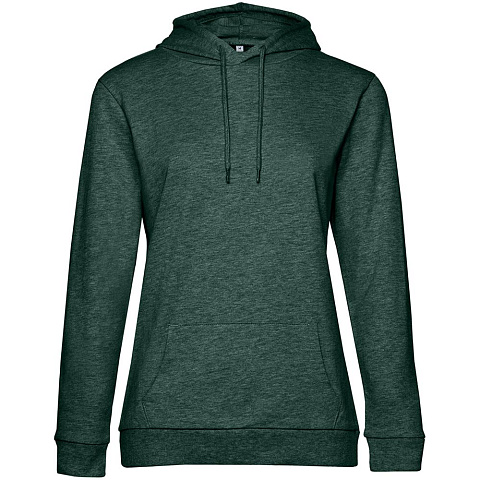 Толстовка с капюшоном женская Hoodie, темно-зеленый меланж - рис 2.