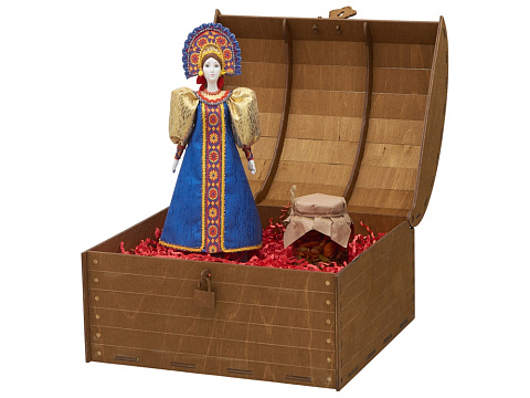 Подарочный набор: кукла фарфоровая, мед, синий - рис 4.