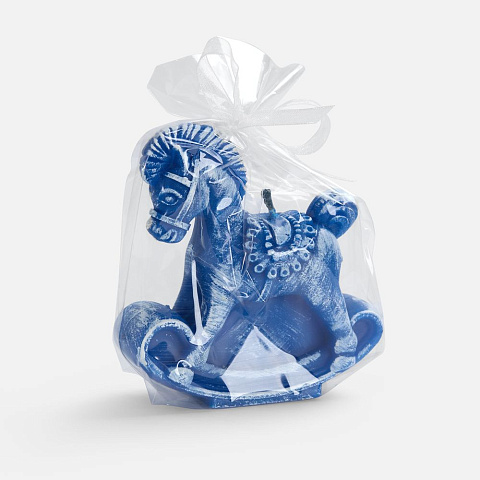 Свеча фигурная «Лошадка-качалка», синяя - рис 3.