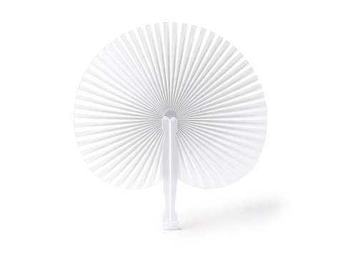 Складной круглый веер-пайпай с пластиковыми стержнями, белый