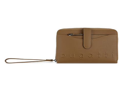 Кошелёк женский BUGATTI ДАФНА | DAPHNE с ключницей, коньячный цвет, воловья кожа/полиэстер, 19х3х11 см - рис 2.