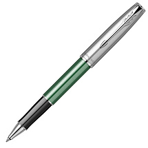 Ручка-роллер Parker Sonnet Essentials Green SB Steel CT, цвет чернил black, перо: F, в подарочной упаковке.