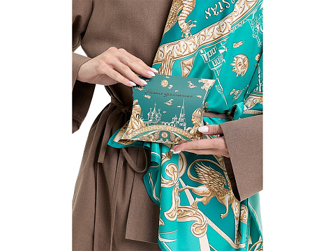 Платок Казань Драгоценная изумрудный - рис 4.