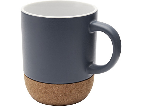 Billie керамическая кружка объемом 300 мл с пробковыми деталями и матовой отделкойм, синий ледяной