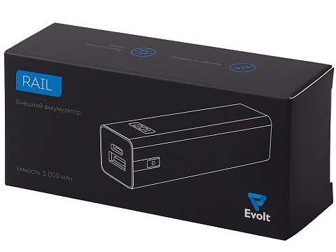 Внешний аккумулятор Rail, 5000 mAh, черный - рис 9.