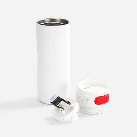 Термостакан X1 с цветной кнопкой, белый с красным - рис 3.