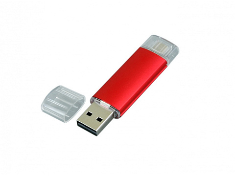 USB-флешка на 32 Гб.c дополнительным разъемом Micro USB, красный - рис 3.