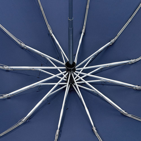 Зонт обратного сложения inLoop с ручкой-карабином, темно-синий - рис 5.