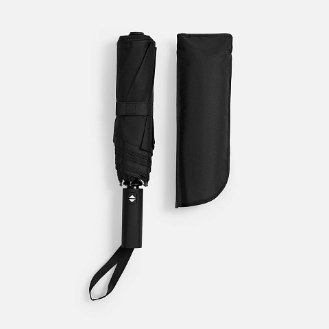 Зонт складной Smooth Move с плавным закрытием, черный - рис 5.