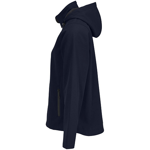 Куртка софтшелл с капюшоном женская Race Women, темно-синяя - рис 4.