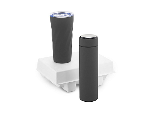 Подарочный набор FAMILY с термосом и термокружкой, серый