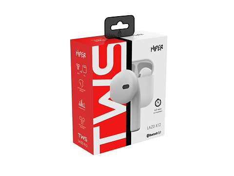 Беспроводные наушники HIPER TWS Lazo X12 White (HTW-LX12) Bluetooth 5.3 гарнитура, Белый - рис 4.