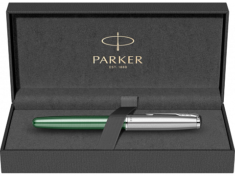 Перьевая ручка Parker Sonnet Essentials Green SB Steel CT, перо: F, цвет чернил: black, в подарочной упаковке. - рис 11.