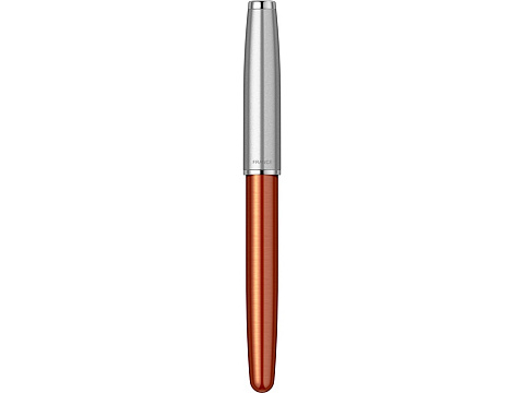 Ручка-роллер Parker Sonnet Essentials Orange SB Steel CT, цвет чернил black,перо: F, в подарочной упаковке. - рис 4.