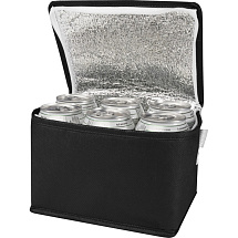 Spectrum нетканая сумка-холодильник, 4 л, на 6 банок, из переработанных материалов, сплошной черный