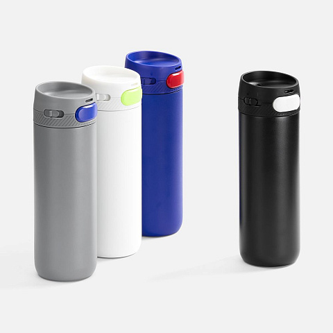 Термостакан X1 с цветной кнопкой, белый с желтым - рис 7.