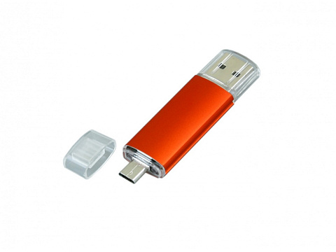 USB-флешка на 32 Гб.c дополнительным разъемом Micro USB, оранжевый - рис 2.