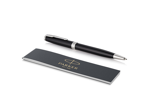 Ручка шариковая Parker Sonnet Core Black Lacquer CT, черный/серебристый - рис 3.