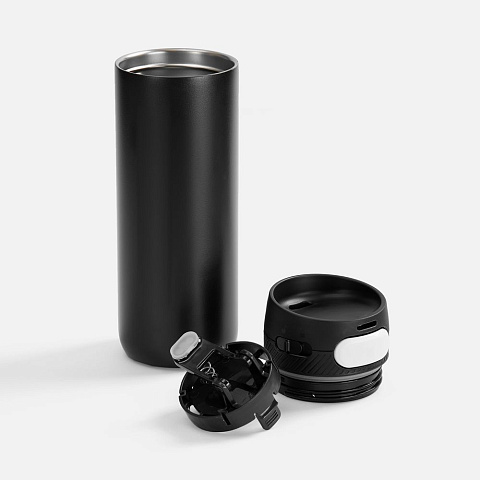 Термостакан X1 с цветной кнопкой, черный с белым - рис 3.