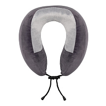 Подушка TORBER, дорожная, с эффектом памяти, тёмно-серая, полиэстер+спандекс