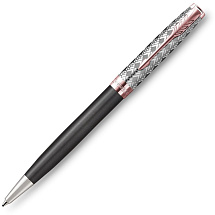 Шариковая ручка Parker Sonnet Premium Metal & Grey Lacquer PGT, стержень: M, цвет чернил: black , в подарочной упаковке