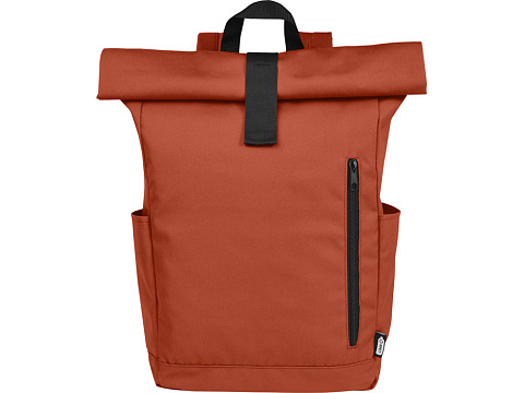 Рюкзак Байрон 15,6 объемом 18 л со скручиваемым верхом, изготовленный из переработанного ПЭТ по стандарту GRS, кирпичный - рис 2.