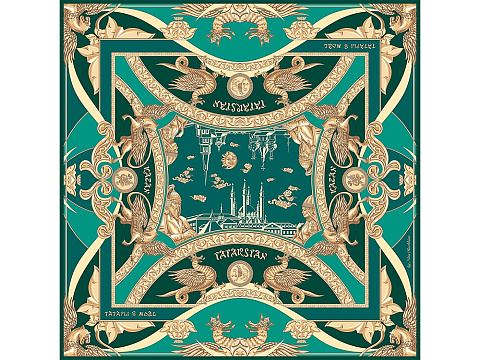 Платок Казань Драгоценная изумрудный