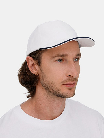 Бейсболка Classic 2.0, белая с темно-синим кантом - рис 9.