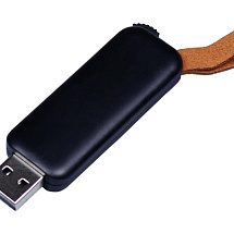 USB-флешка промо на 4 Гб прямоугольной формы, выдвижной механизм, черный