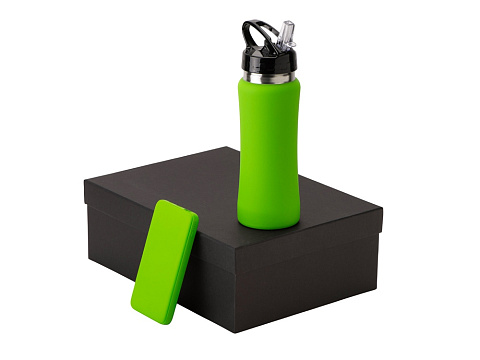 Подарочный набор с бутылкой для воды и повербанком С2, 10000 mAh, зеленое яблоко - рис 2.