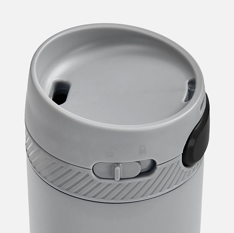 Термостакан X1 с цветной кнопкой, серый с черным - рис 4.