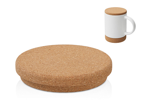 Кружка 450 мл с пробковым дном с крышкой Корк & Бон, глубокий синий - рис 6.