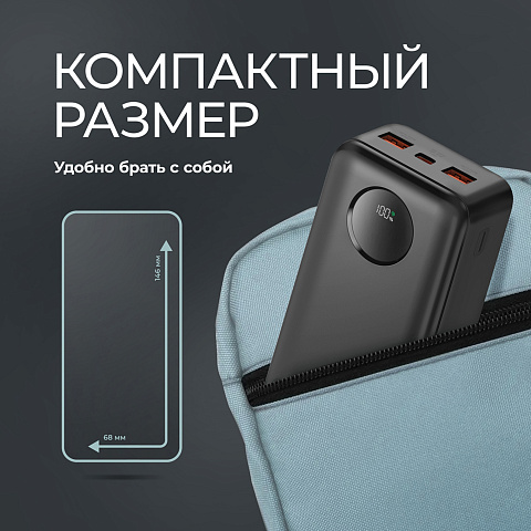 Внешний АКБ NRG Turbo V4 20000 мА-ч, дисплей, черный, Deppa - рис 4.