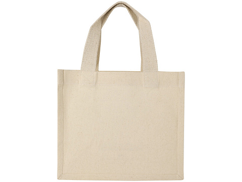 Мини эко-сумка Odessa с клинчиком, изготовленная из переработанного хлопка, сертифицированного согласно GRS, плотностью 220 г/м², объемом 9 л - Натуральный - рис 3.