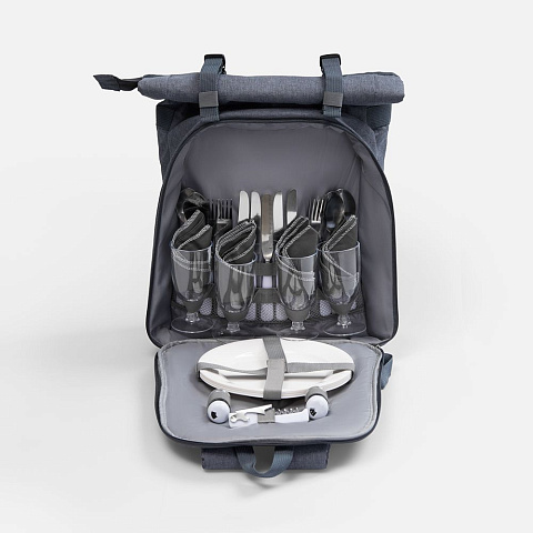 Набор для пикника Picnivo на 4 персоны, темно-серый меланж - рис 2.